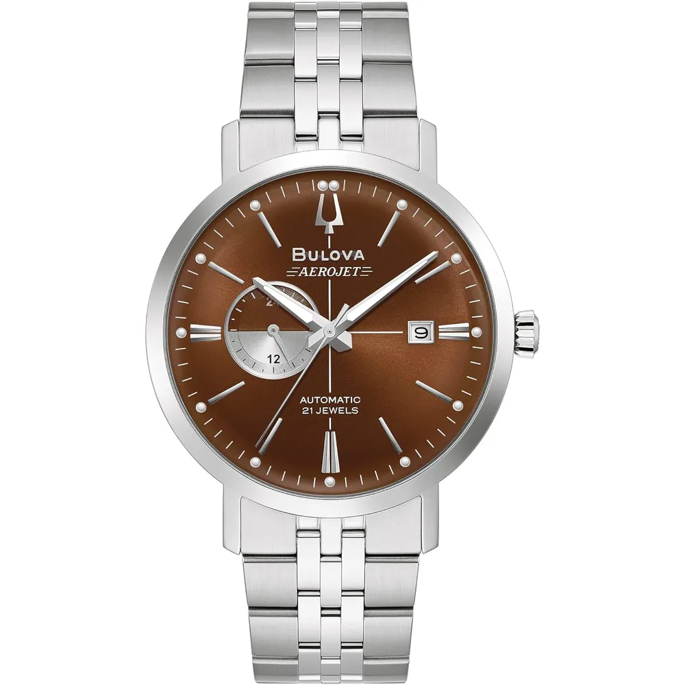 Bulova reloj Aerojet vintage hombre automático 4 agujas apertura 24 h | Plata