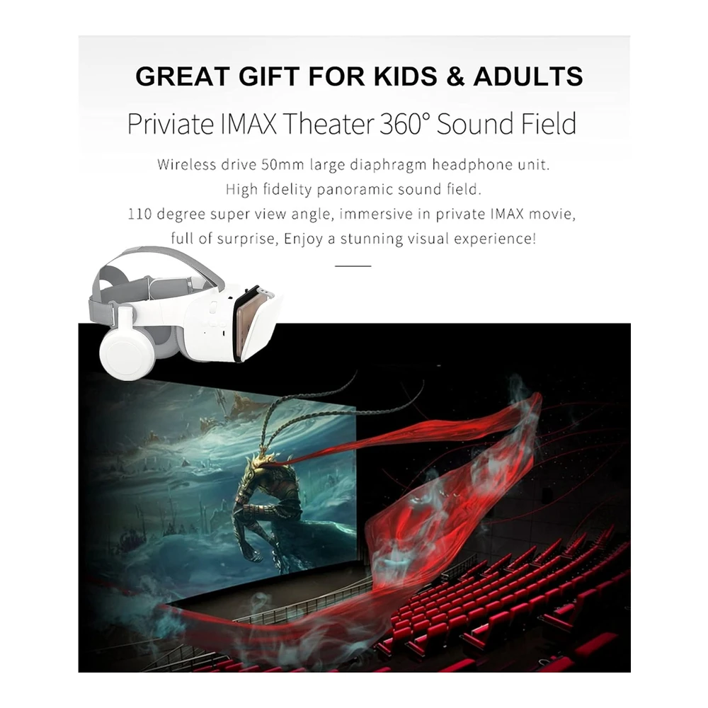GAFAS VR CON CONTROL Y AURICULARES 3D COMPATIBLE PC, ANDROID, IPHONE VR HEADSET