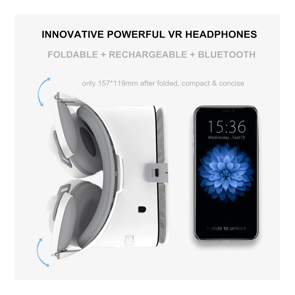 GAFAS VR CON CONTROL Y AURICULARES 3D COMPATIBLE PC, ANDROID, IPHONE VR HEADSET
