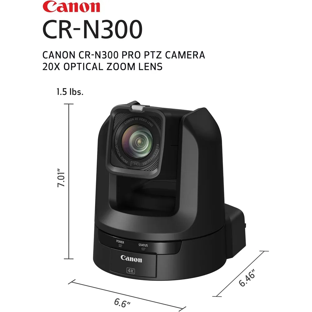 Canon cámara Pro PTZ CR-N300 4K zoom 20x | Negro