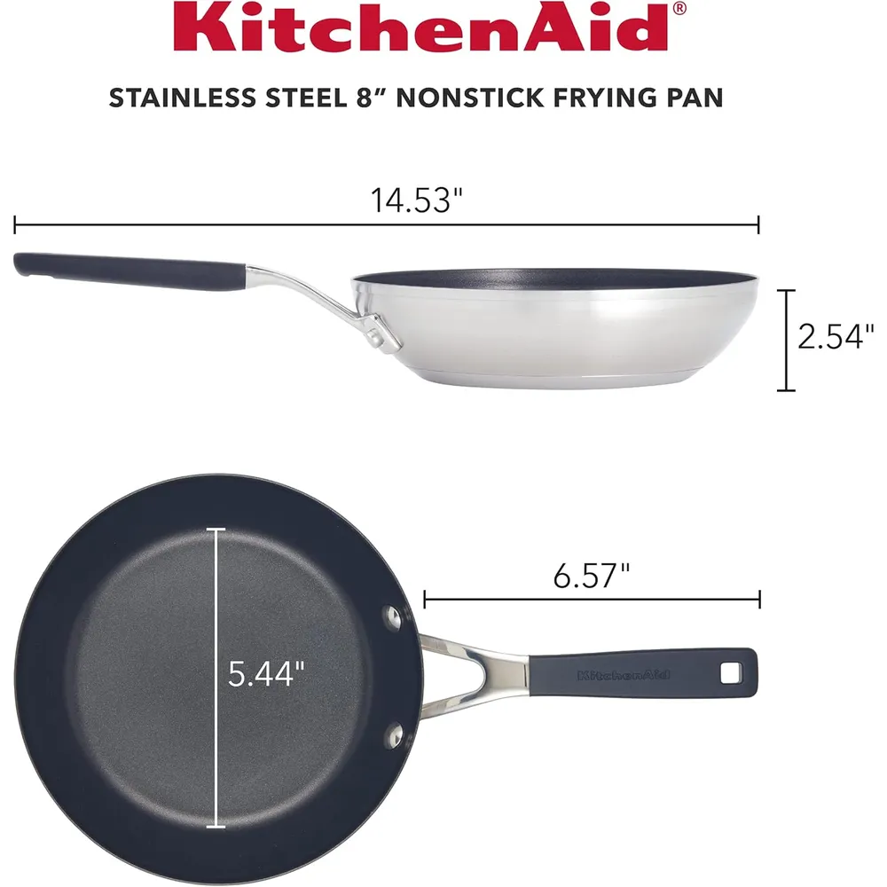 KitchenAid sartén 20 cm, acero inoxidable cepillado antiadherente | Serie 71019