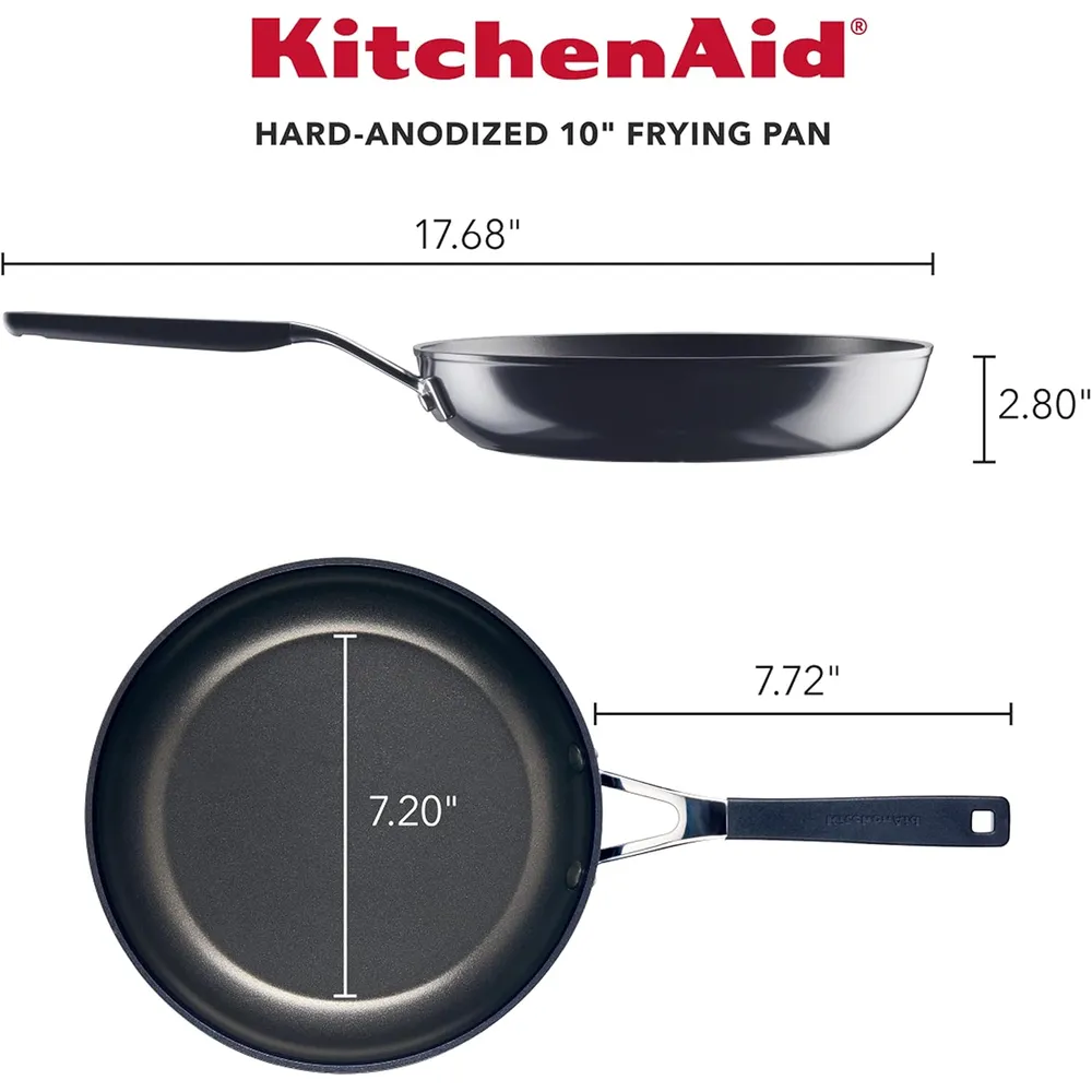 KitchenAid sartén 25 cm, anodizada dura antiadherente | Negro ónix