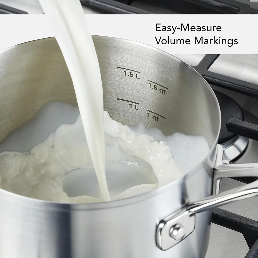 KitchenAid cacerola 1.9 l con tapa y marcas de medición | Acero cepillado