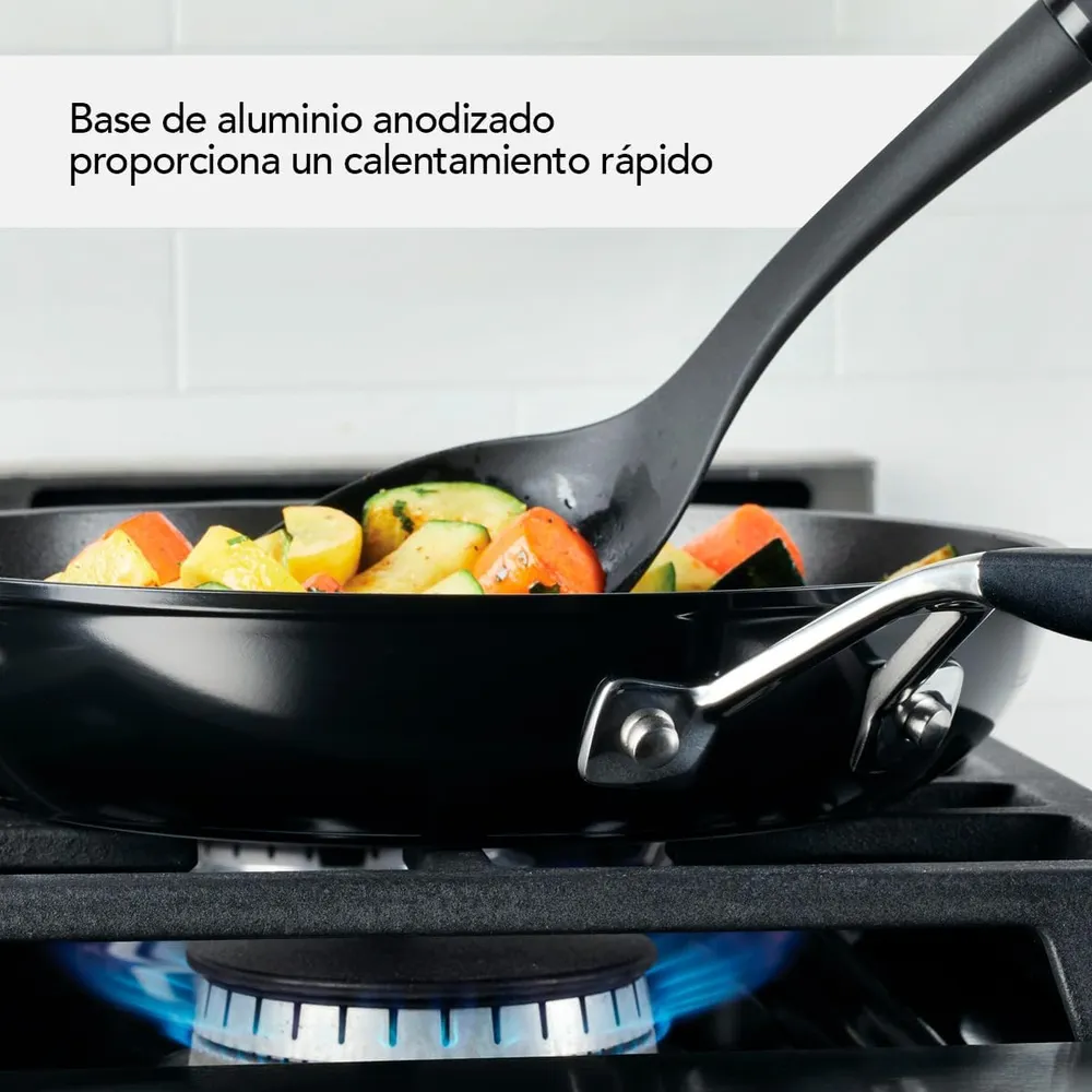 KitchenAid juego de sartenes 21 y 25 cm, anodizadas duras | Negro