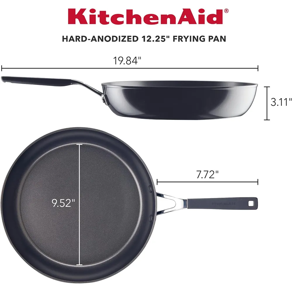 KitchenAid sartén 31 cm, anodizada dura antiadherente | Negro ónix