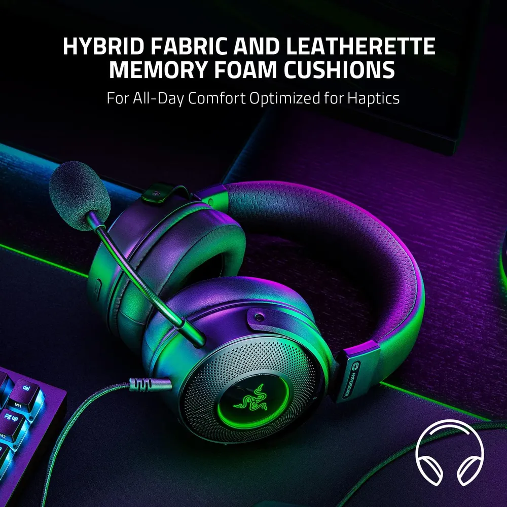 AUDÍFONOS ALÁMBRICOS KRAKEN V3 HYPERSENSE RAZER | NEGRO