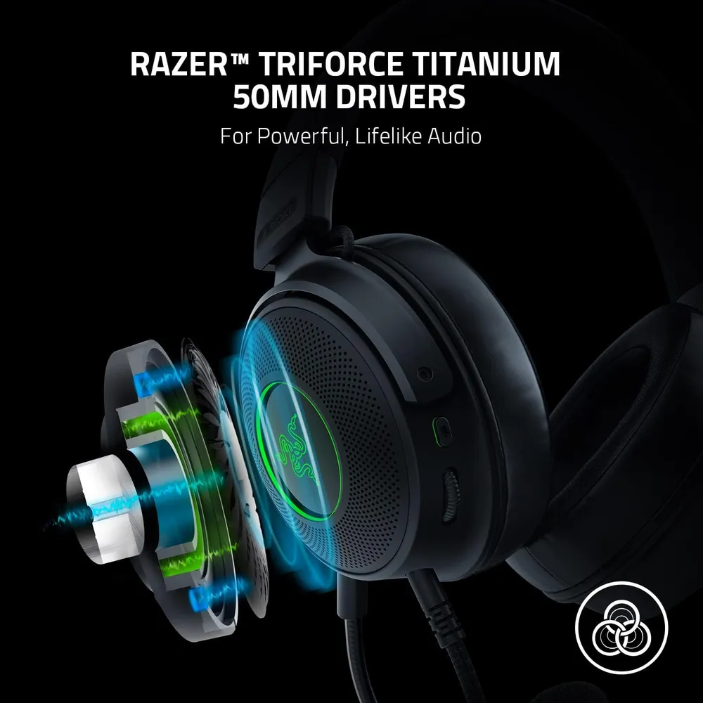 AUDÍFONOS ALÁMBRICOS KRAKEN V3 RAZER | NEGRO