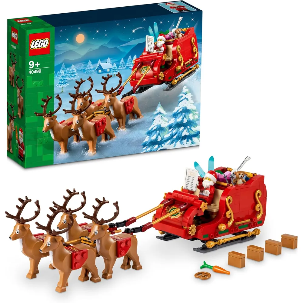 Lego trineo de Papá Noel juguete de construcción con renos y figura de Papá Noel
