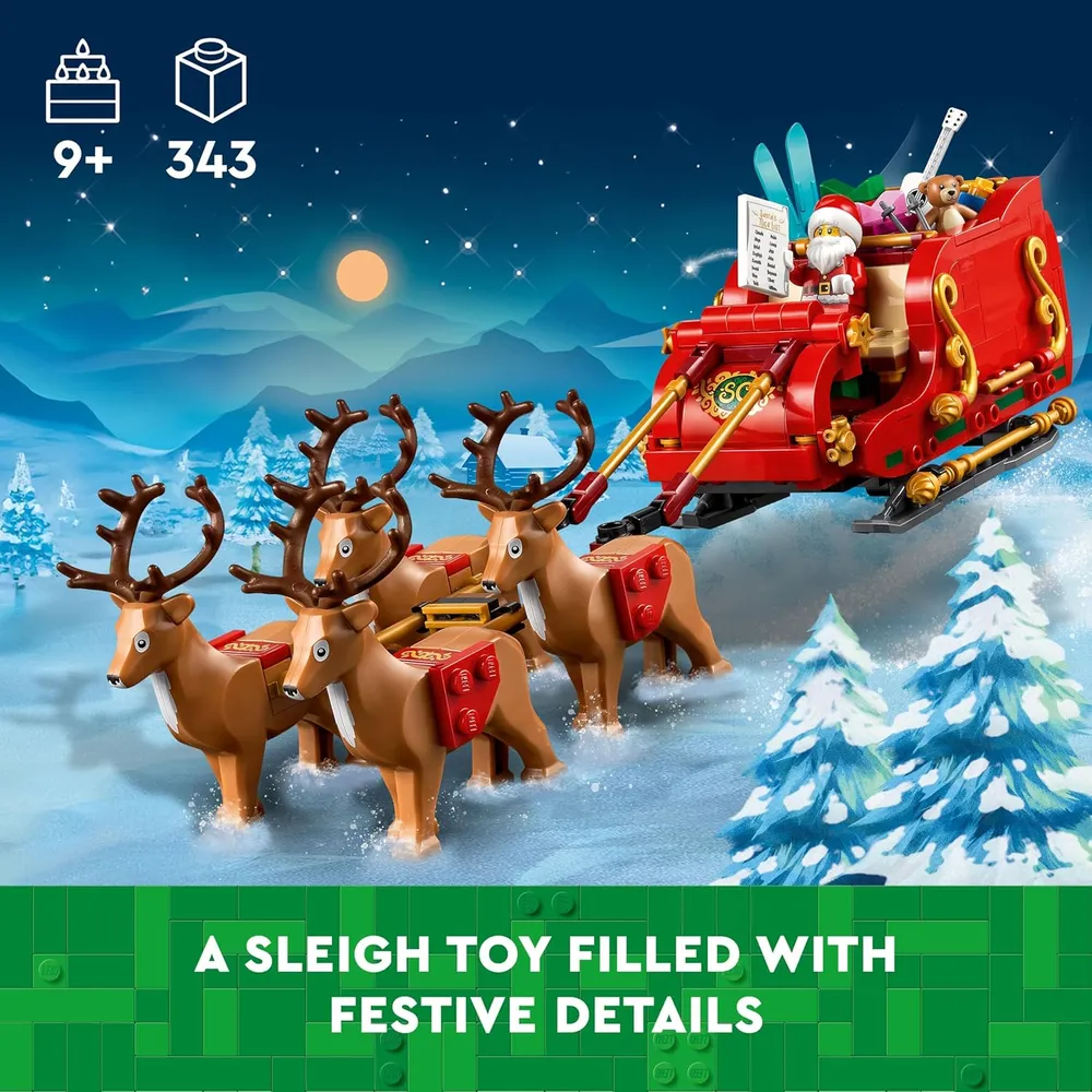 Lego trineo de Papá Noel juguete de construcción con renos y figura de Papá Noel