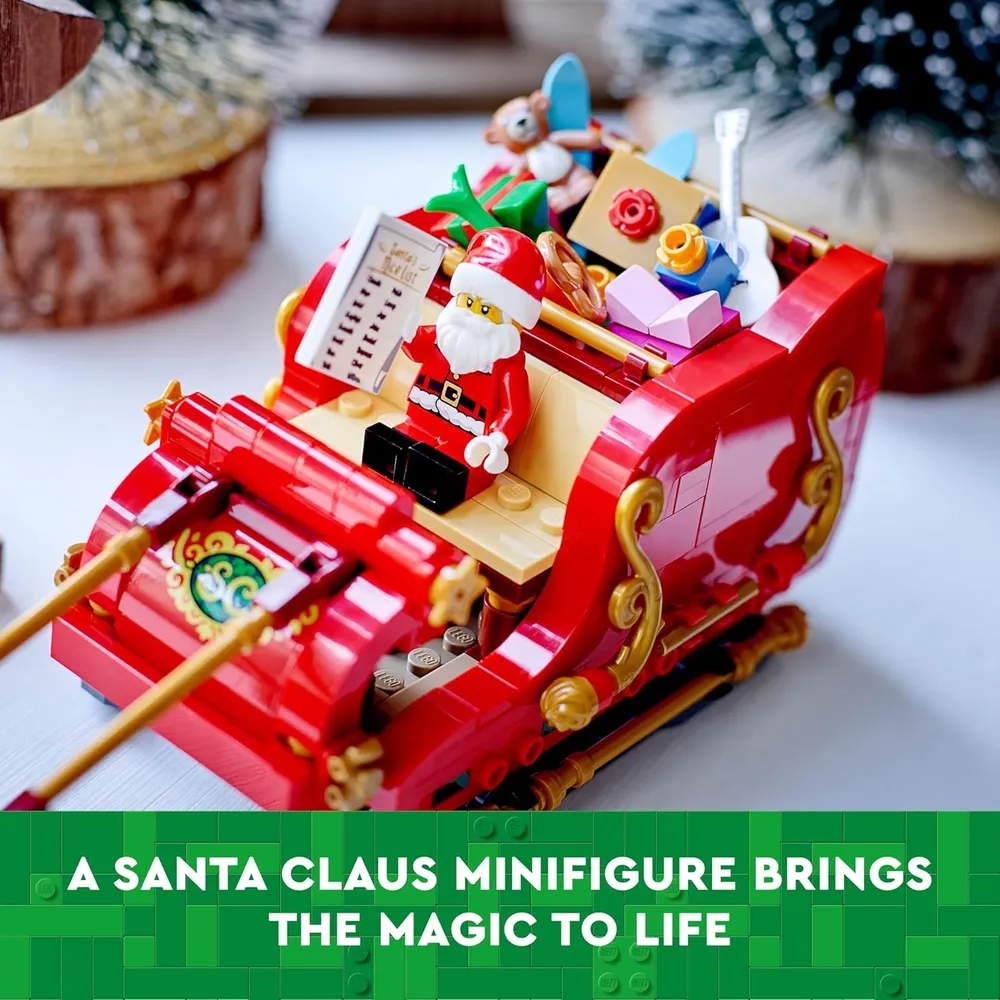 Lego trineo de Papá Noel juguete de construcción con renos y figura de Papá Noel