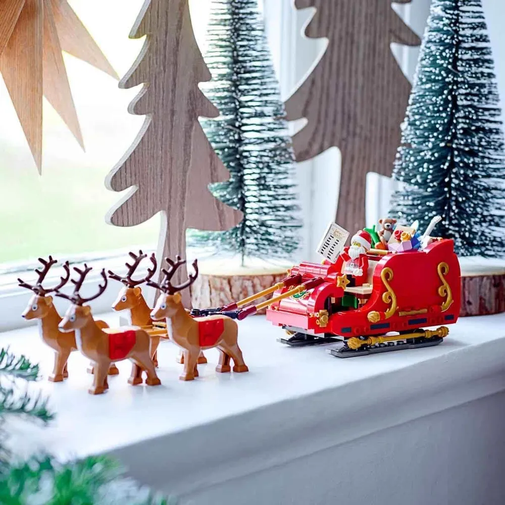 Lego trineo de Papá Noel juguete de construcción con renos y figura de Papá Noel