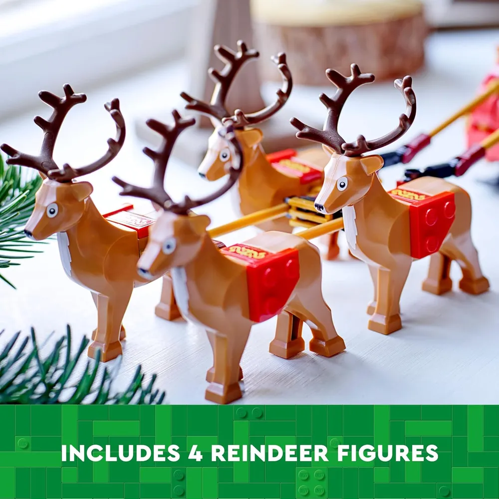 Lego trineo de Papá Noel juguete de construcción con renos y figura de Papá Noel