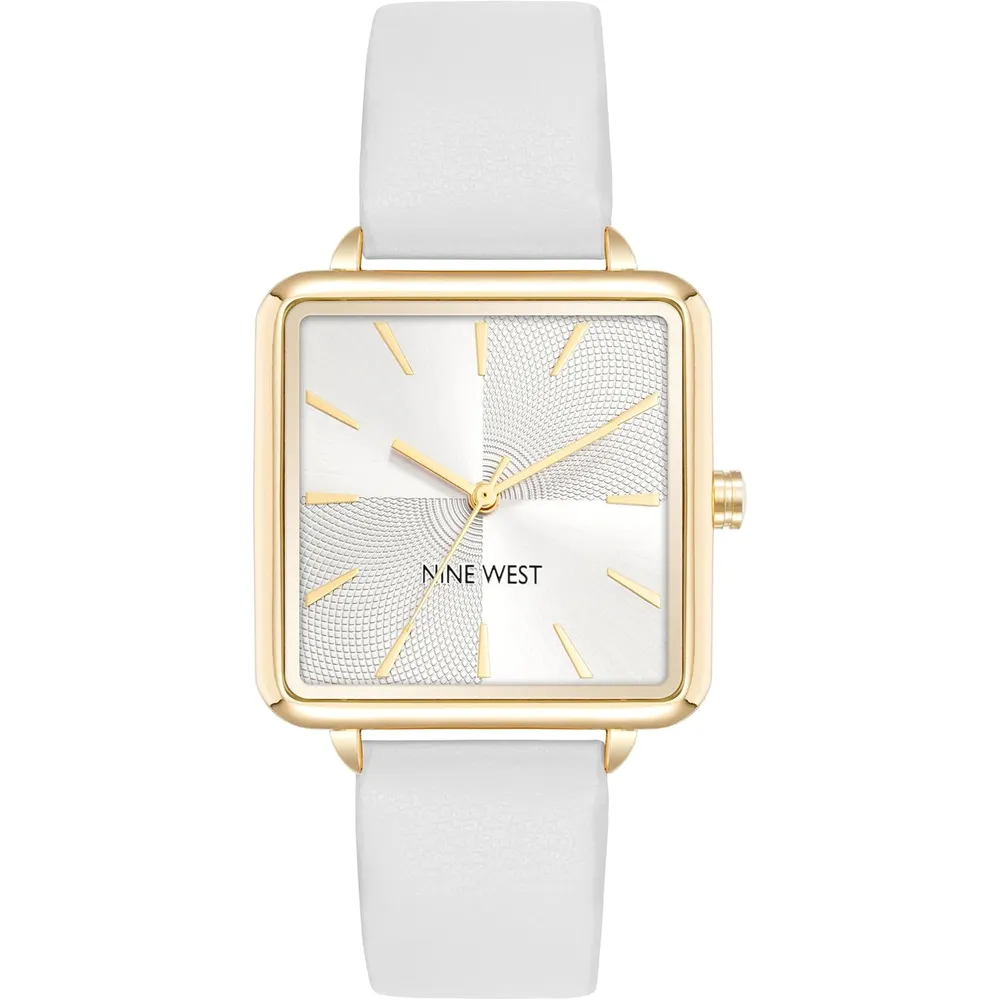 Nine West NW/2670GPWT reloj para dama con correa elegante | 31 mm - Blanco/Dorado