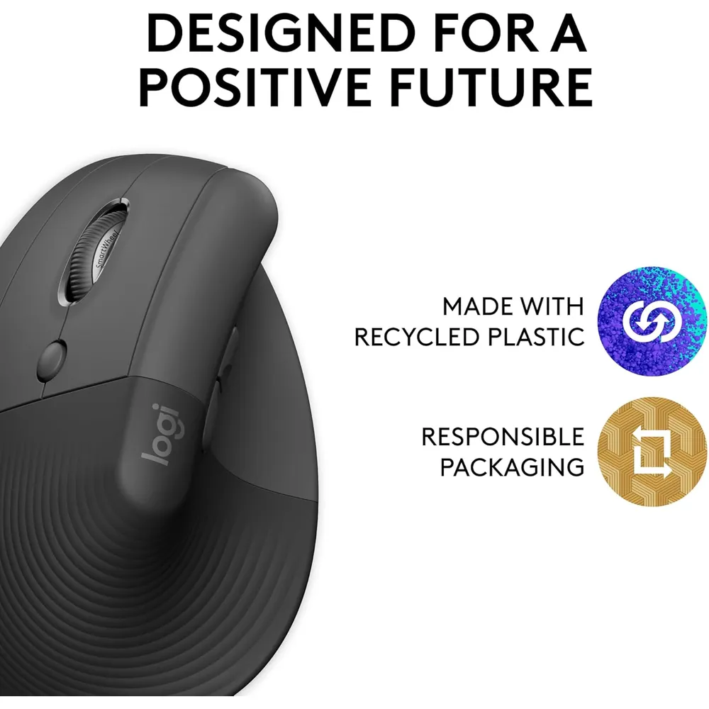 MOUSE INALÁMBRICO PARA ZURDOS LIFT LOGITECH | GRAFITO