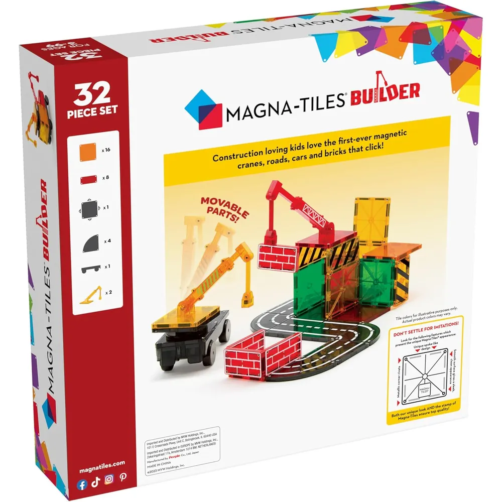 MAGNA-TILES - Builder 32-piezas set de construcción magnético