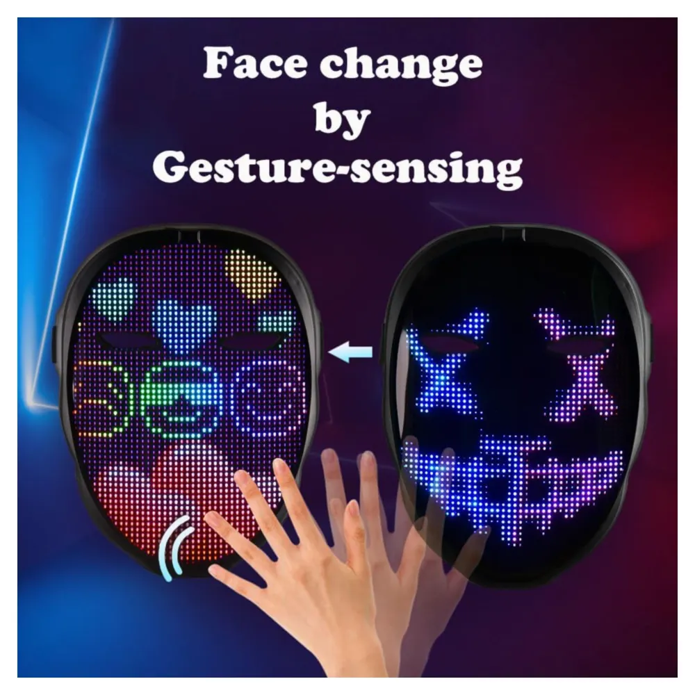 Máscara led digital programable con bluetooth para fiestas app incluida