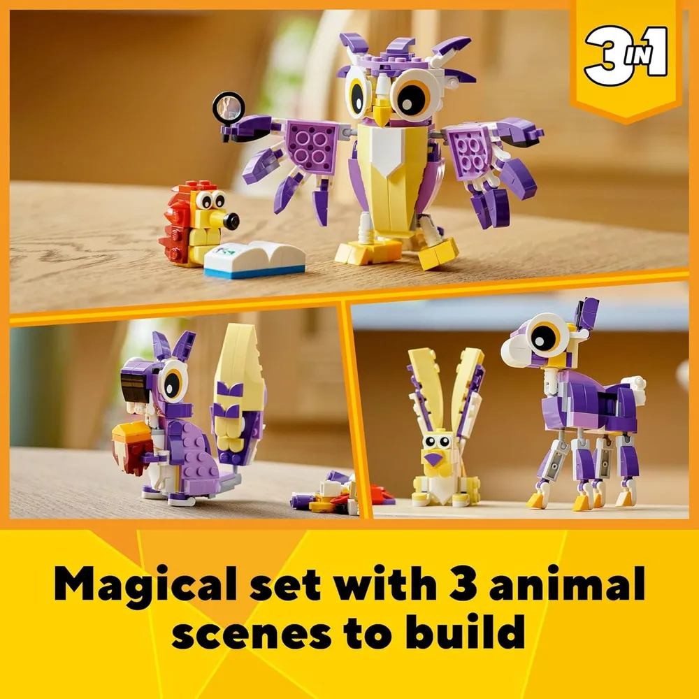 Lego Creator 3 en 1 criaturas fantásticas del bosque conejo búho ardilla