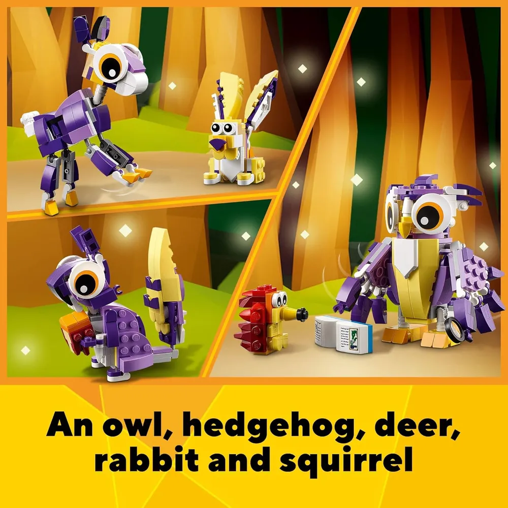 Lego Creator 3 en 1 criaturas fantásticas del bosque conejo búho ardilla