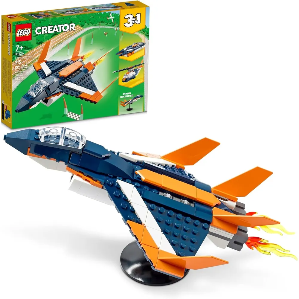 Lego Creator 3 en 1 avión supersónico transformable en helicóptero o lancha
