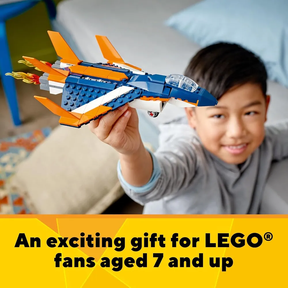 Lego Creator 3 en 1 avión supersónico transformable en helicóptero o lancha