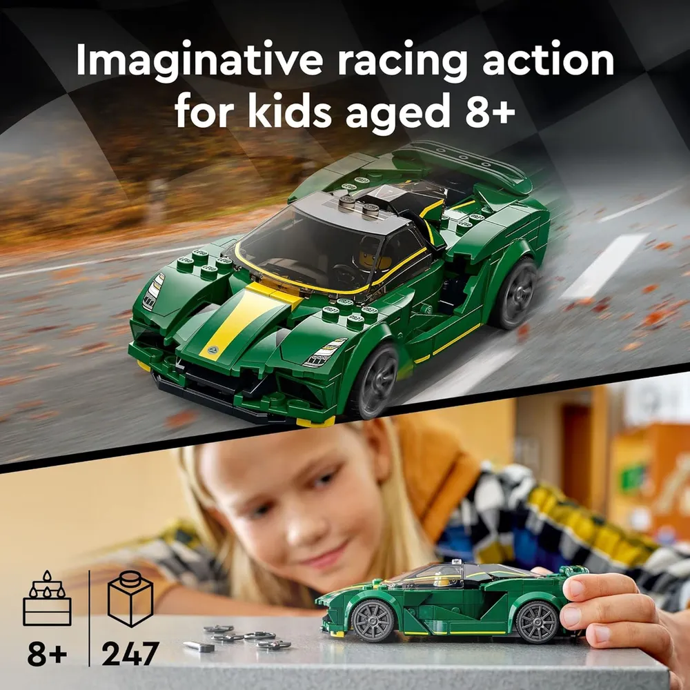 Lego Speed Champions Lotus Evija coche de carreras con minifigura coleccionable