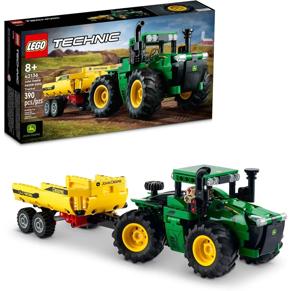 Lego Technic John Deere 9620R tractor 4x4 modelo coleccionable con remolque