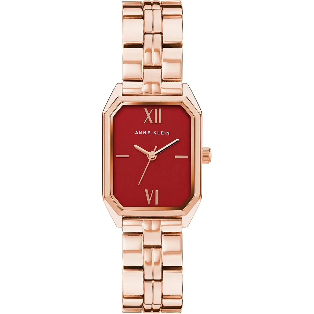 Anne Klein AK/3774BKGB reloj femenino con brazalete | 24 mm - Oro rosa/Borgoña
