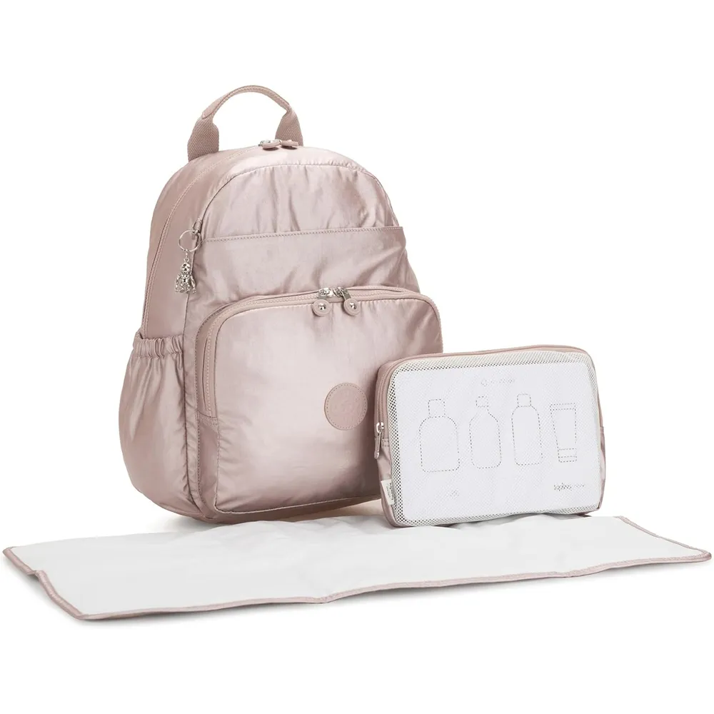 Kipling Maisie Mochila Metálica para Pañales | Brillo Metálico