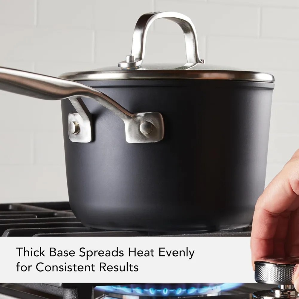 KitchenAid cacerola 1.9 l con tapa, inducción anodizada dura | Negro mate