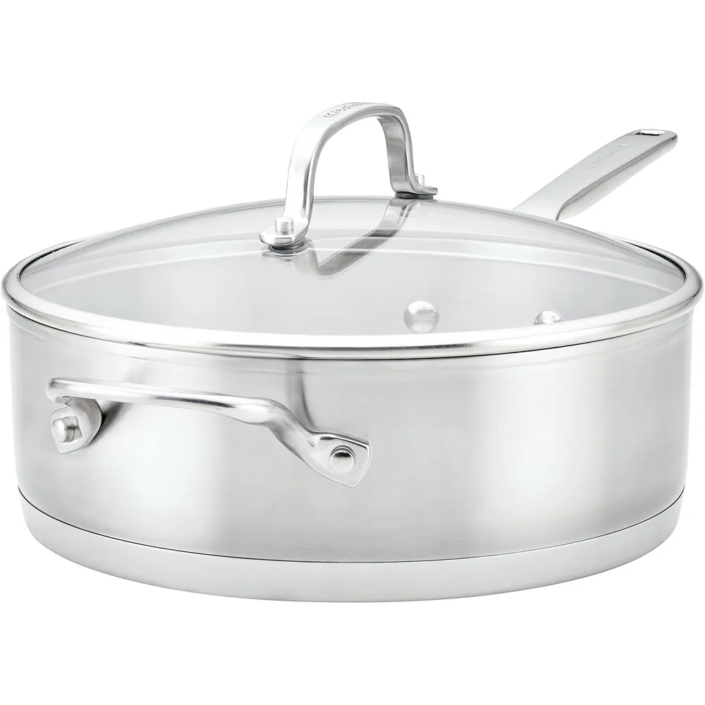 KitchenAid sartén profunda 4.3 l con tapa y asa auxiliar | Acero cepillado