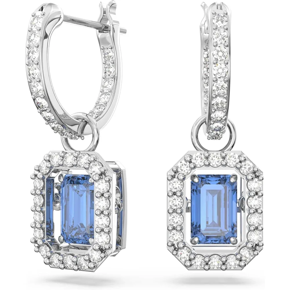 SWAROVSKI ARETES STUD REDONDO UNA ACABADO RODIO PARA MUJER | AZUL
