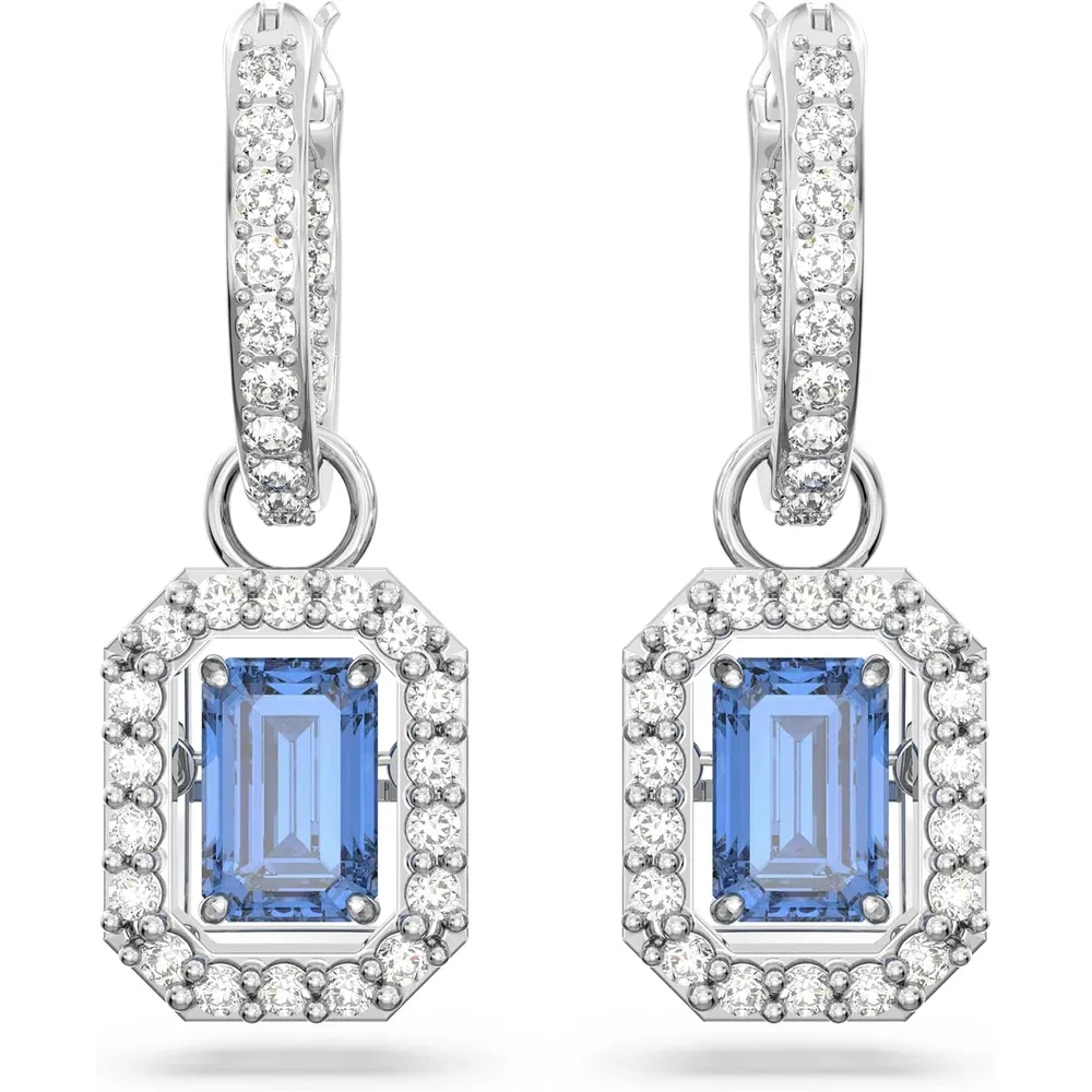 SWAROVSKI ARETES STUD REDONDO UNA ACABADO RODIO PARA MUJER | AZUL