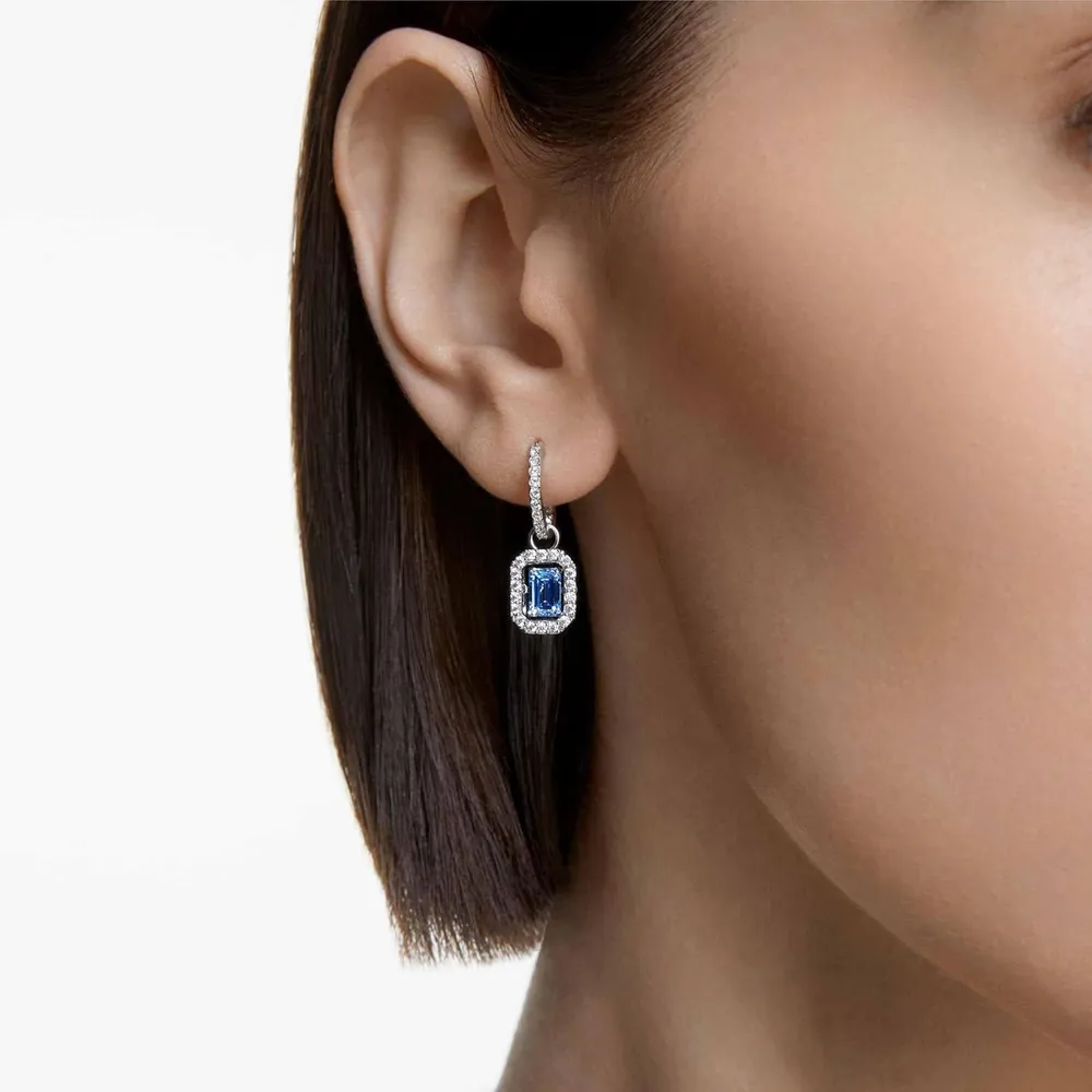SWAROVSKI ARETES STUD REDONDO UNA ACABADO RODIO PARA MUJER | AZUL