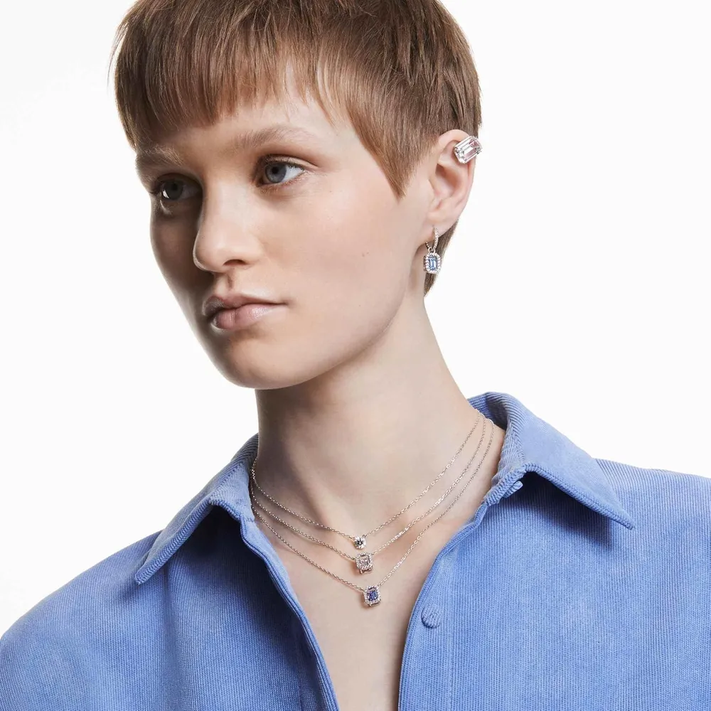 SWAROVSKI ARETES STUD REDONDO UNA ACABADO RODIO PARA MUJER | AZUL