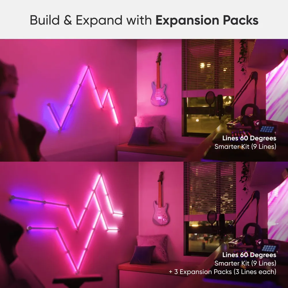 Nanoleaf Lines Luces LED de Pared Inteligentes RGBW WiFi Kit 9 Barras