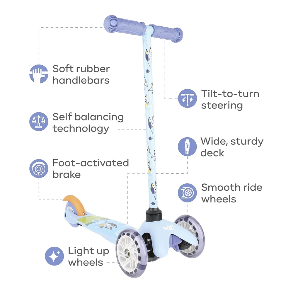 Scooter para niños de 3 a 5 Años - Cubierta Extra Ancha y Ruedas Iluminadas - Juguetes para niños con Autoequilibrio