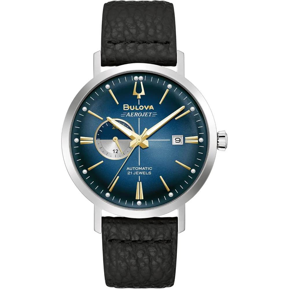 Bulova reloj Aerojet vintage hombre automático 4 agujas apertura 24 h | Negro