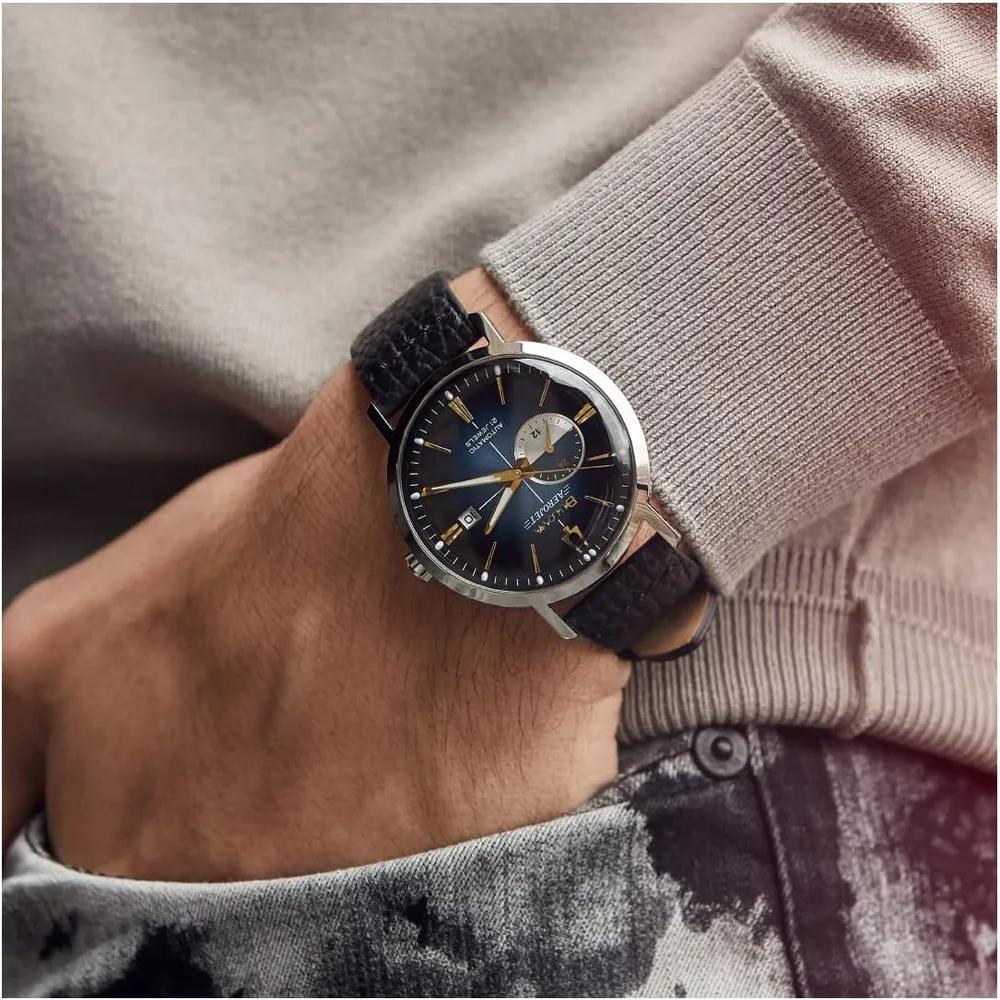 Bulova reloj Aerojet vintage hombre automático 4 agujas apertura 24 h | Negro