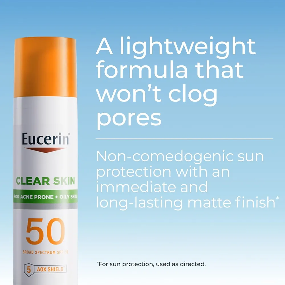EUCERIN SUN CLEAR SKIN SPF 50 LOCIÓN SOLAR FACIAL PARA PIEL GRASA 2.5 FL OZ / 75 ML