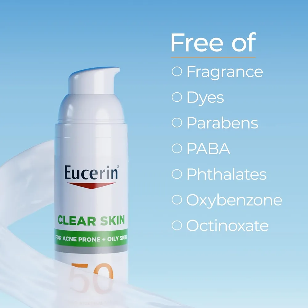EUCERIN SUN CLEAR SKIN SPF 50 LOCIÓN SOLAR FACIAL PARA PIEL GRASA 2.5 FL OZ / 75 ML