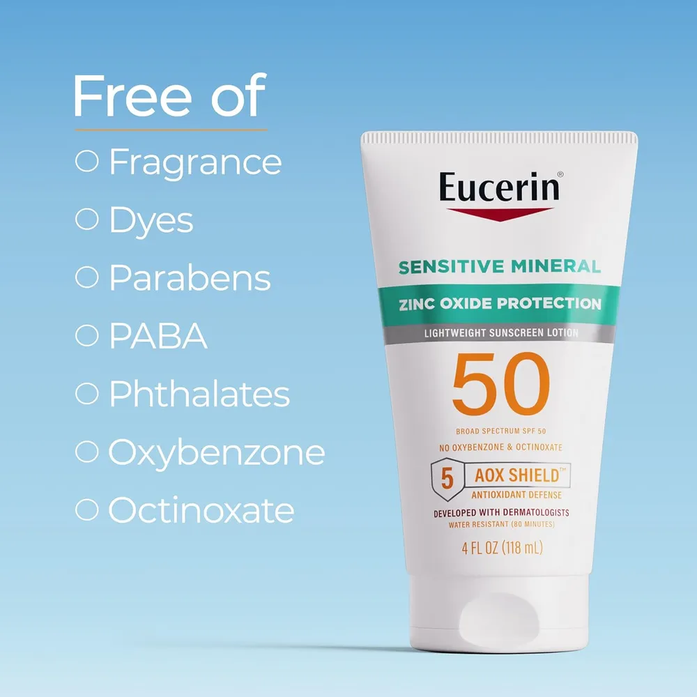 EUCERIN SUN SENSITIVE SPF 50 PROTECTOR SOLAR CON ZINC 4 OZ / 118 ML