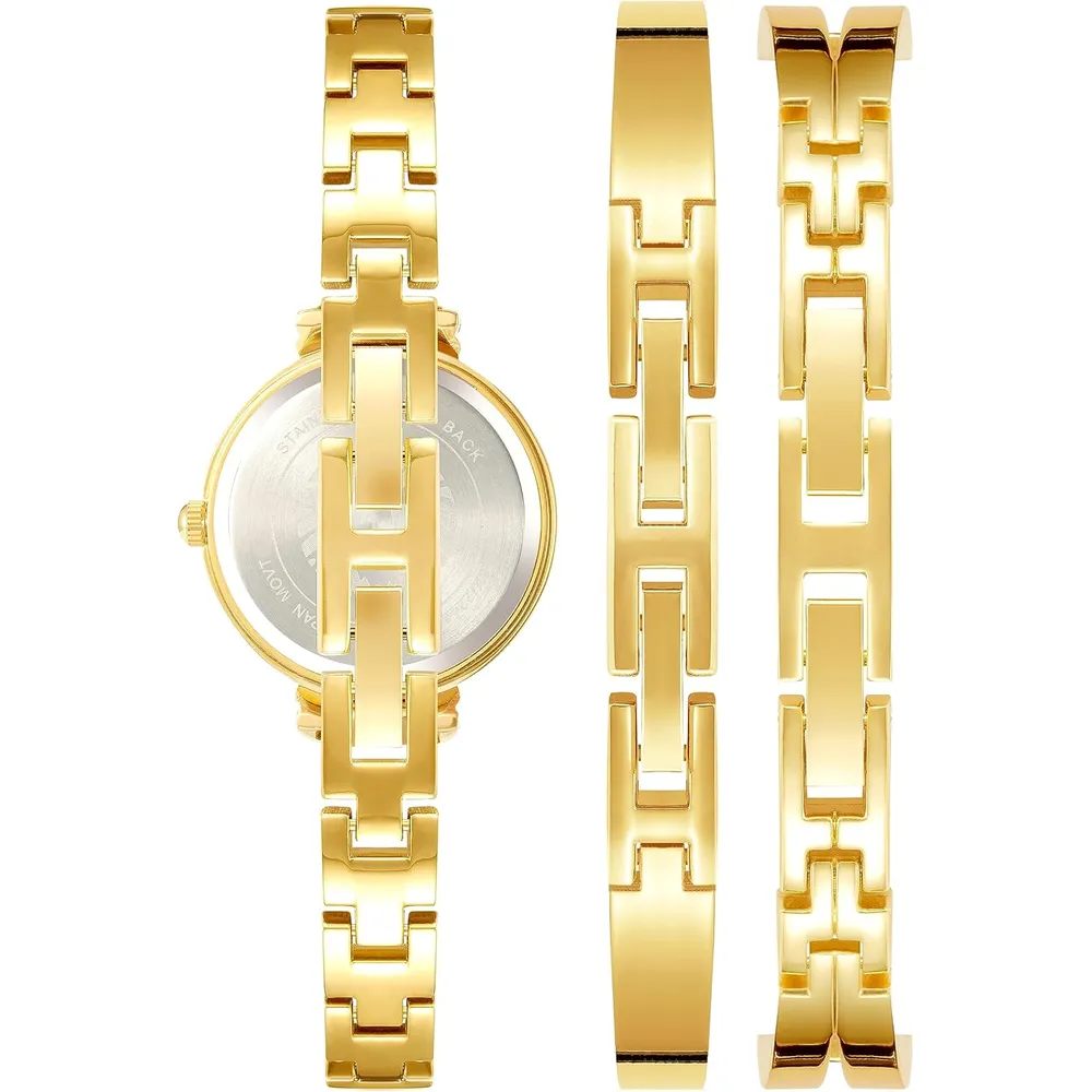 Anne Klein AK/2245 reloj mujer con cristales premium y set de pulseras | 26.5 mm - Dorado/Lavanda