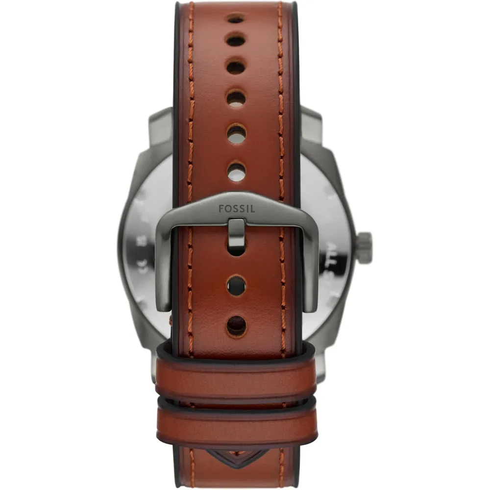 Fossil reloj de cuarzo mecánico para hombre, acero inoxidable | Gris/ Marrón