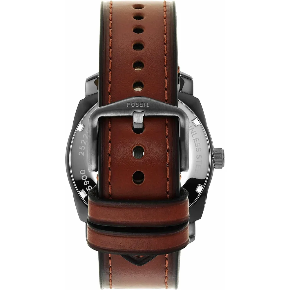 Fossil reloj de cuarzo mecánico para hombre, acero inoxidable | Gris/ Marrón