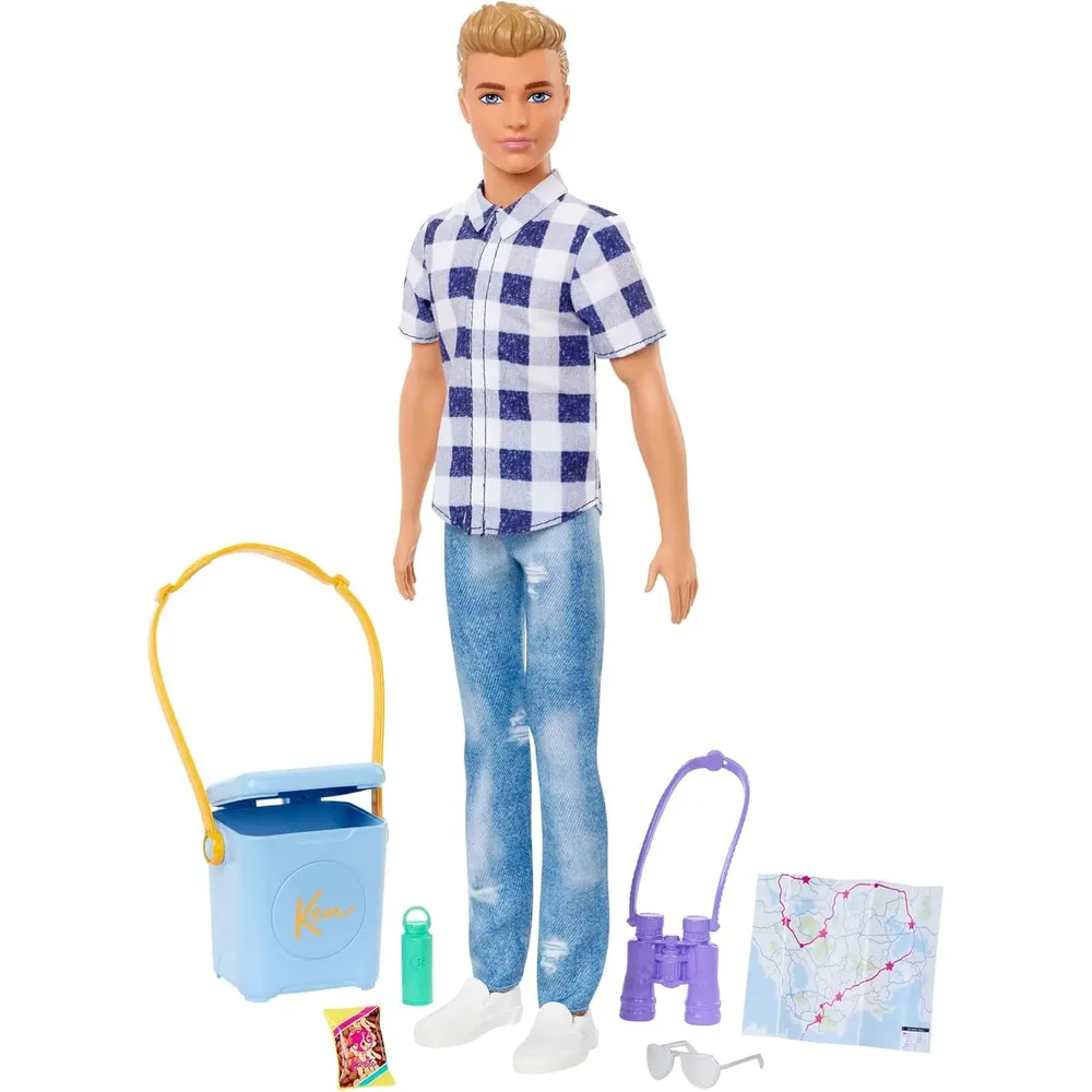 BARBIE SET CAMPING CON MUÑECA Y KEN ACCESORIOS