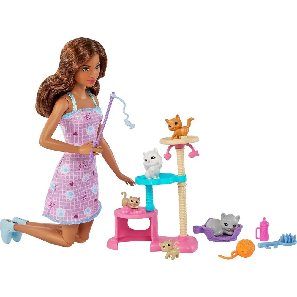 BARBIE MUÑECA CASA CON GATITOS Y ACCESORIOS