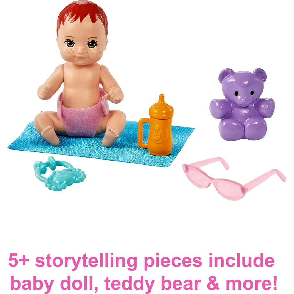 BARBIE SKIPPER BABYSITTERS SET NIÑERA CON BEBÉ Y ACCESORIOS