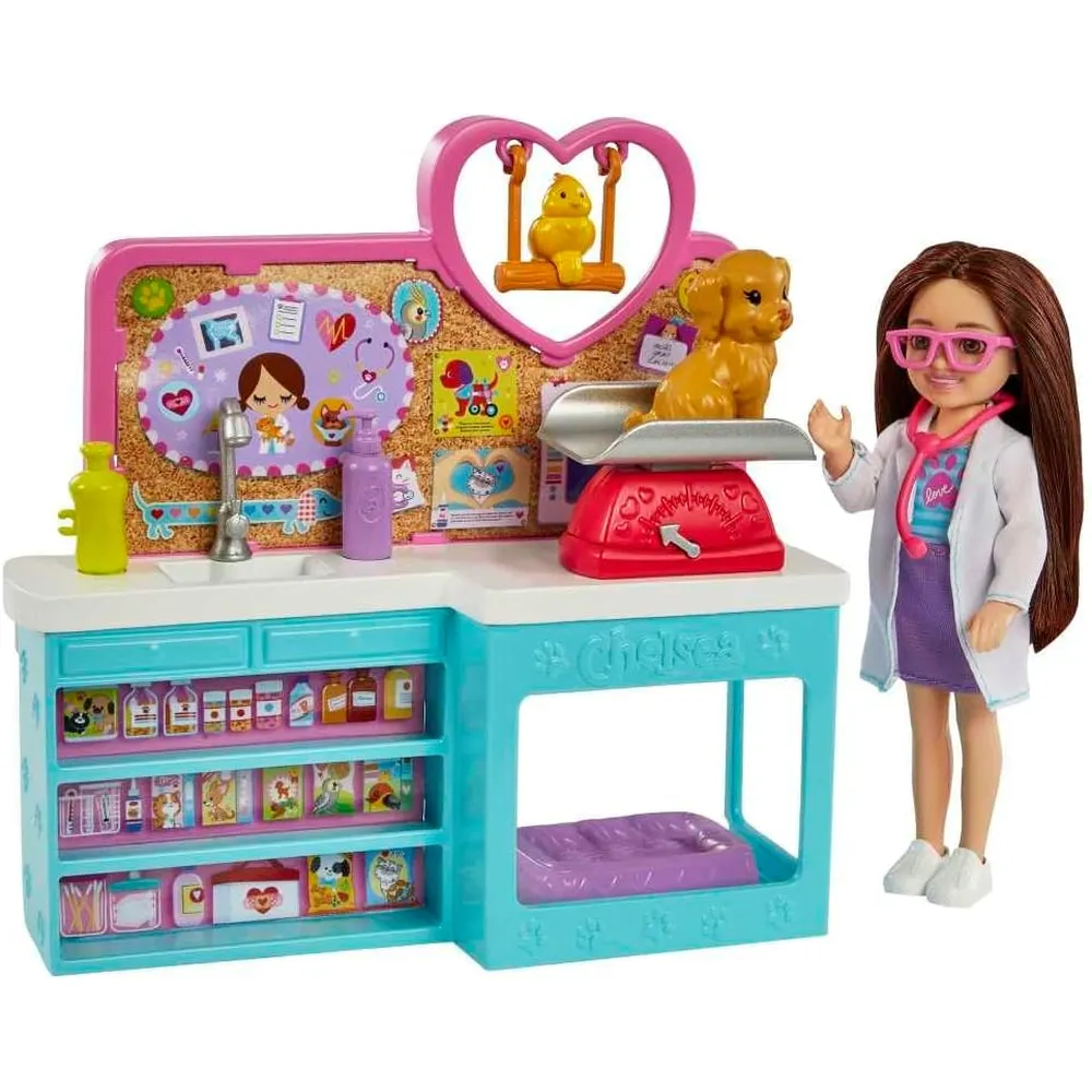 BARBIE CHELSEA VETERINARIA SET MASCOTAS