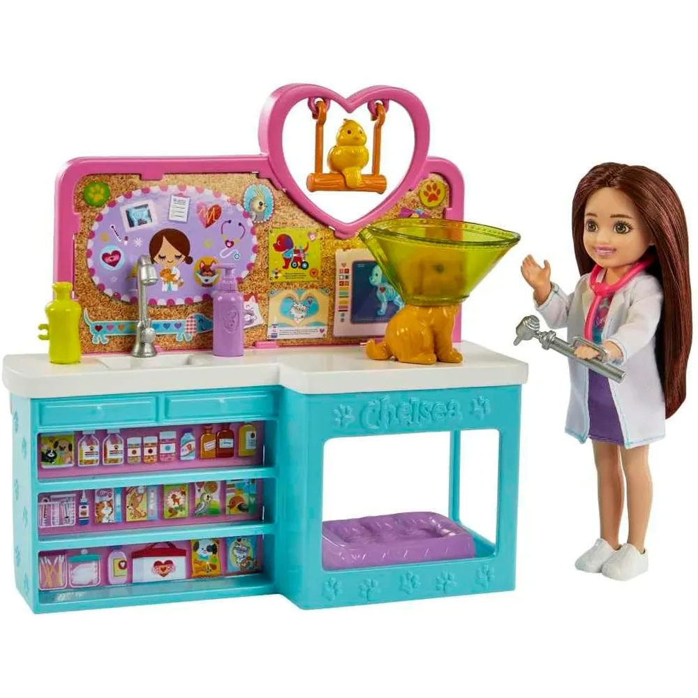 BARBIE CHELSEA VETERINARIA SET MASCOTAS