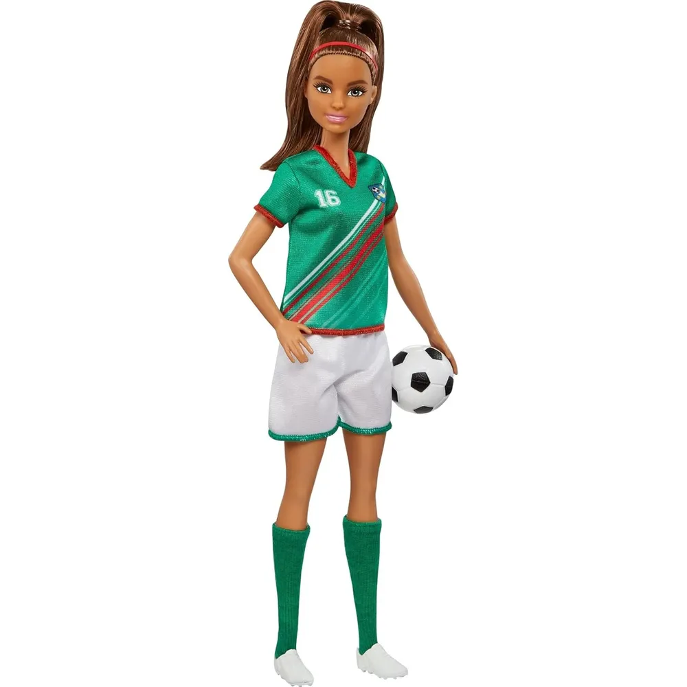 BARBIE MUÑECA FUTBOLISTA UNIFORME CASTAÑA